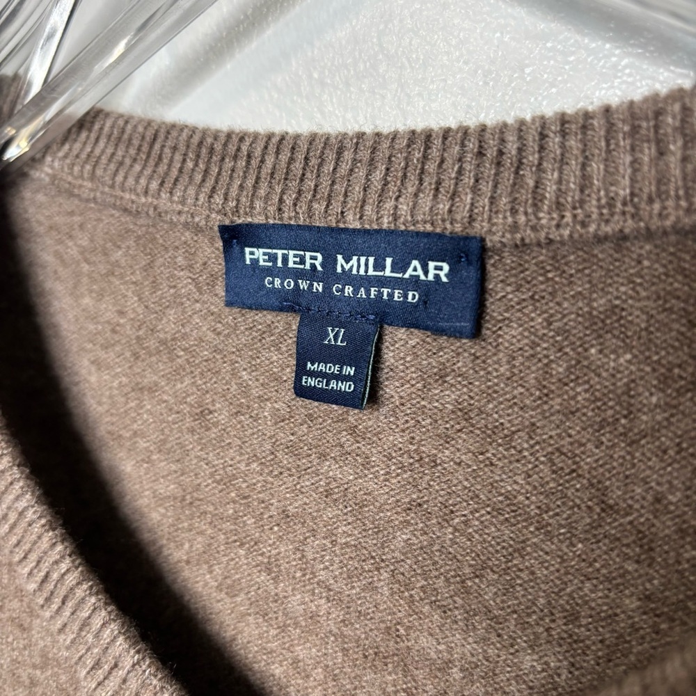 Peter Millar Crown Crafted Merino Wool Cashmere V Neck Sweater XL Brown - Picture 3 of 6